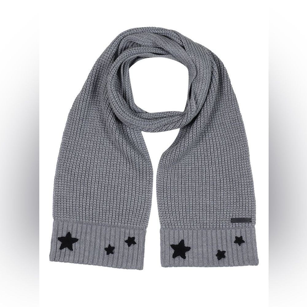 Rebecca Minkoff Gray Embroidered Star Scarf